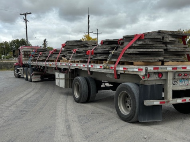 Large Flagging on Truck to be Shipped