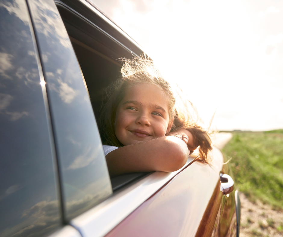 Child looking out of car window