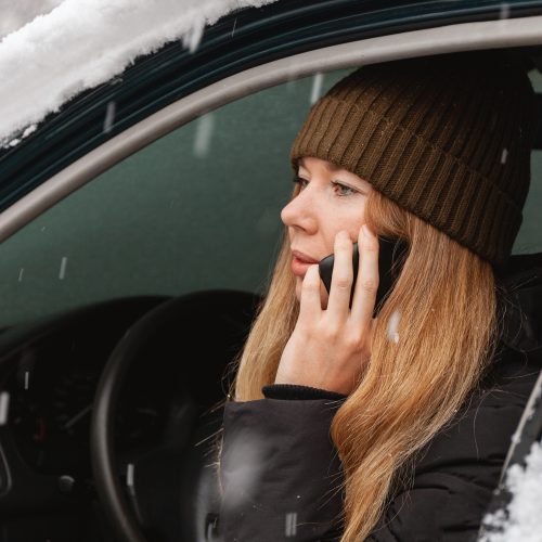 Stranded driver in snow