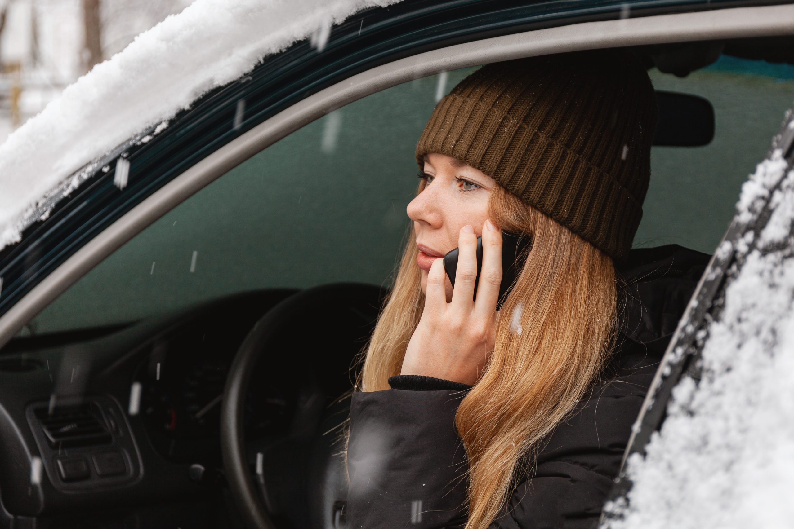 Stranded driver in snow