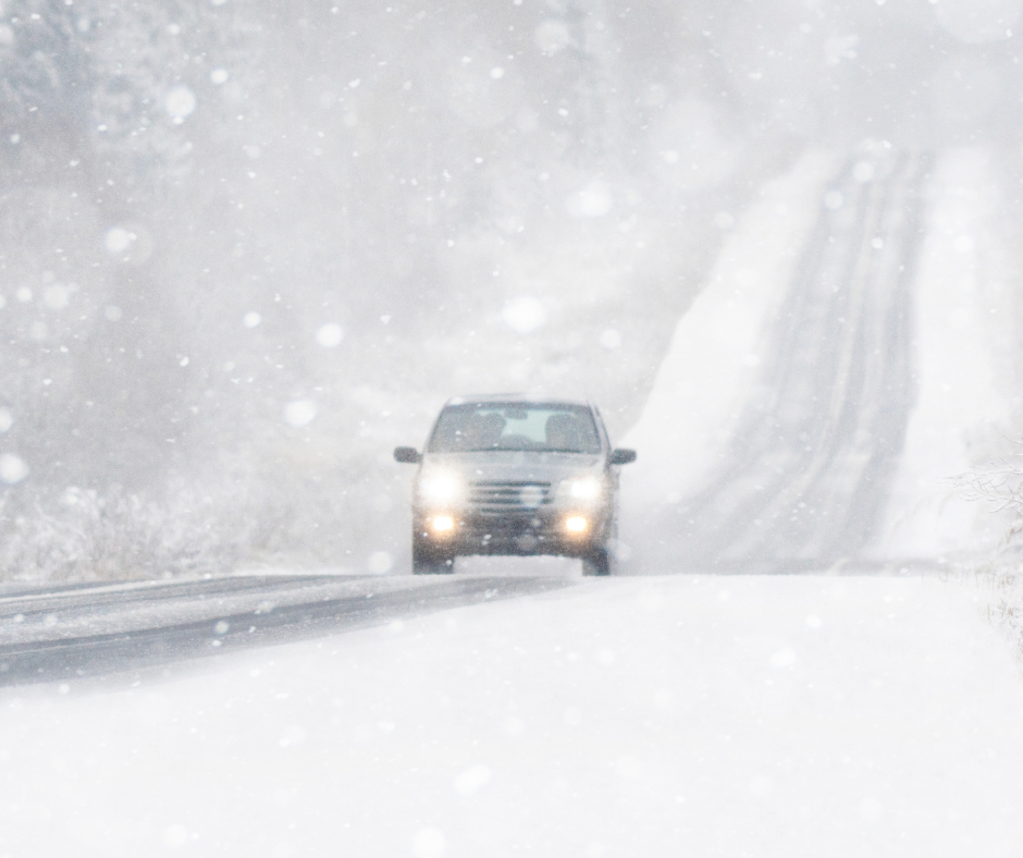 Car driving in snow