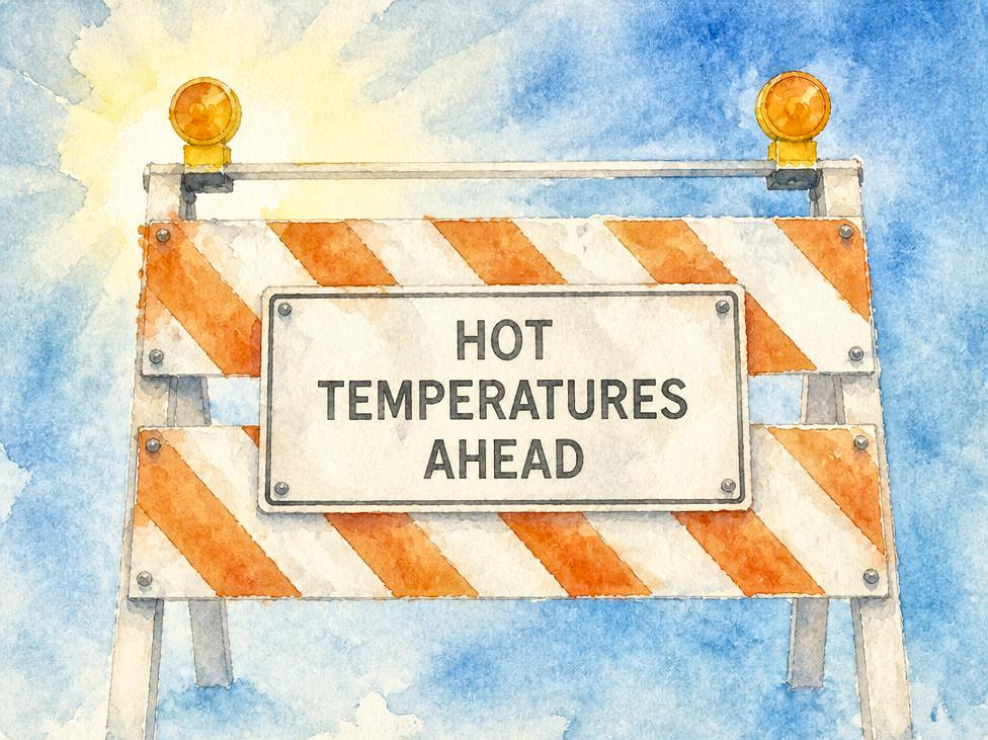 HOT TEMPS AHEAD sign