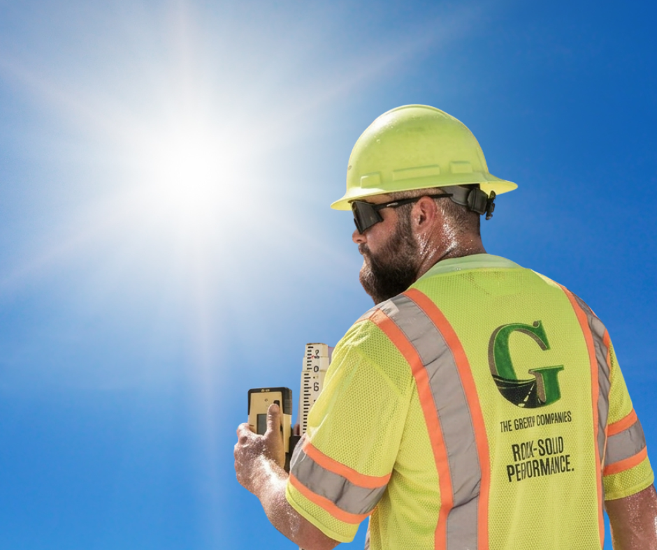 Road worker in summer heat